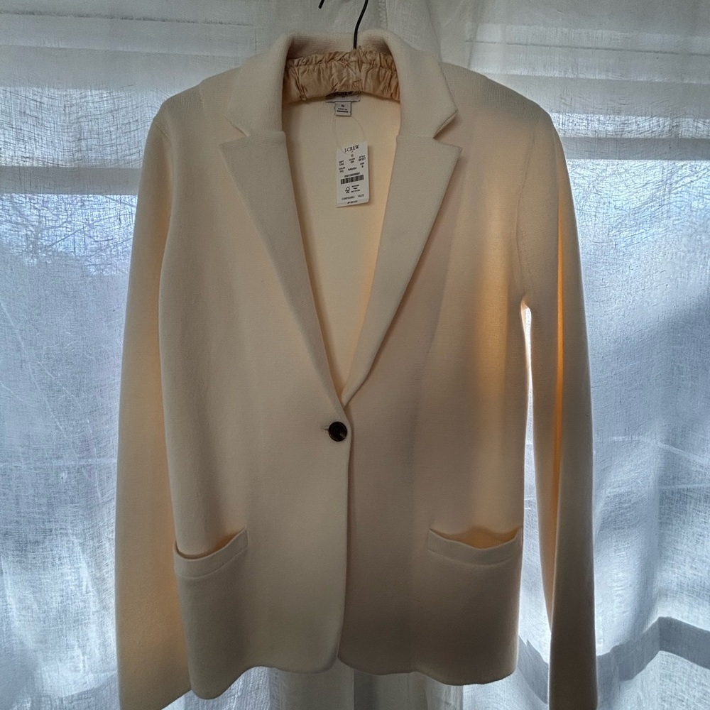 Classic J-Crew Sweater Knit Cream Blazer